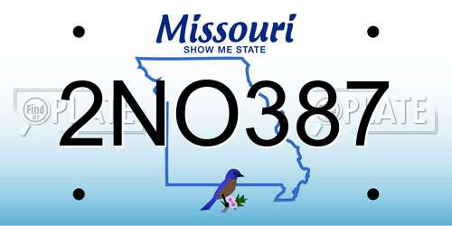 2NO387 Missouri License Plate