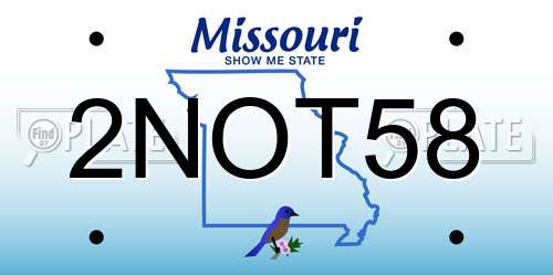 2NOT58 Missouri License Plate