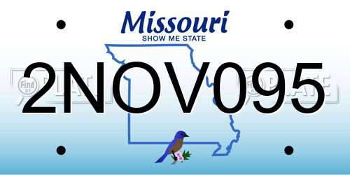 2NOV095 Missouri License Plate