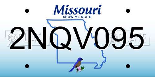 2NQV095 Missouri License Plate
