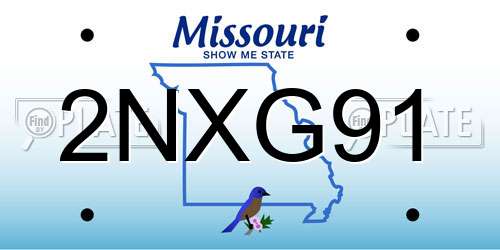 2NXG91 Missouri License Plate
