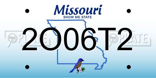 2O06T2 Missouri License Plate