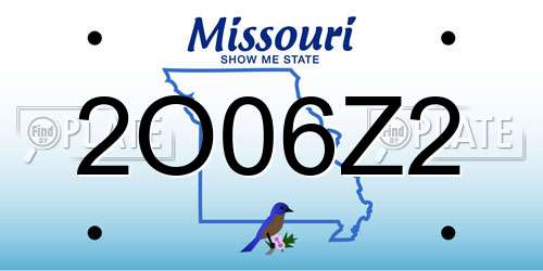 2O06Z2 Missouri License Plate