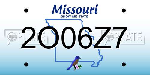 2O06Z7 Missouri License Plate