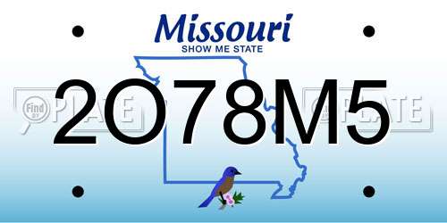 2O78M5 Missouri License Plate