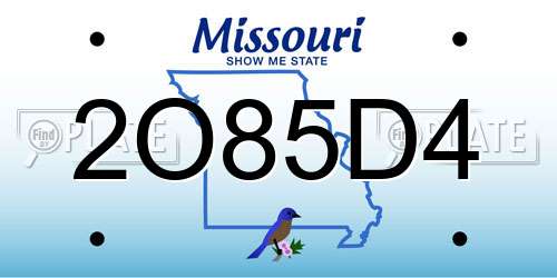 2O85D4 Missouri License Plate