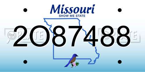 2O87488 Missouri License Plate