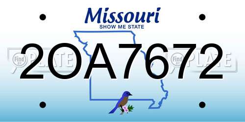 2OA7672 Missouri License Plate