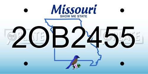 2OB2455 Missouri License Plate