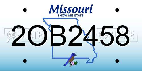 2OB2458 Missouri License Plate