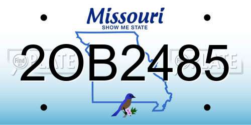 2OB2485 Missouri License Plate