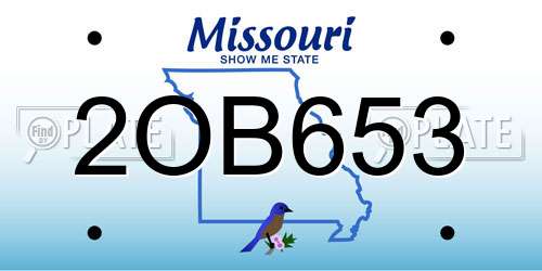 2OB653 Missouri License Plate