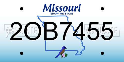 2OB7455 Missouri License Plate