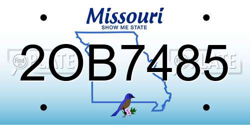 2OB7485 Missouri License Plate