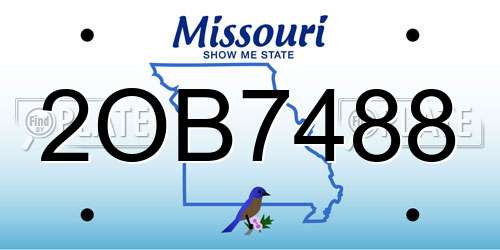 2OB7488 Missouri License Plate
