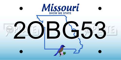 2OBG53 Missouri License Plate