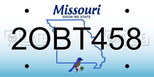 2OBT458 Missouri License Plate