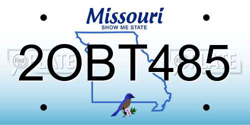 2OBT485 Missouri License Plate