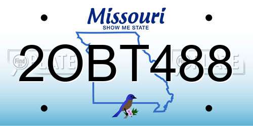 2OBT488 Missouri License Plate