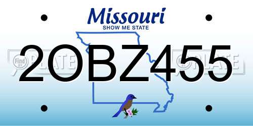 2OBZ455 Missouri License Plate