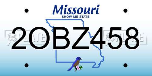 2OBZ458 Missouri License Plate