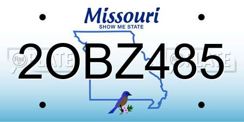 2OBZ485 Missouri License Plate