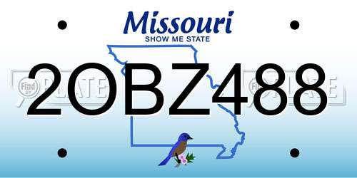 2OBZ488 Missouri License Plate