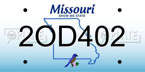 2OD402 Missouri License Plate