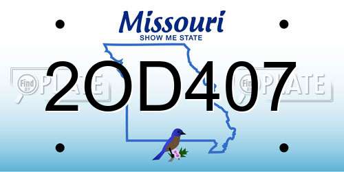 2OD407 Missouri License Plate