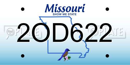 2OD622 Missouri License Plate