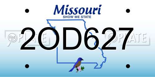 2OD627 Missouri License Plate