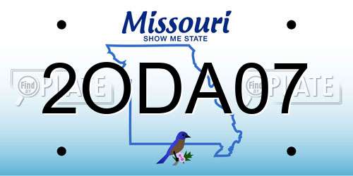 2ODA07 Missouri License Plate