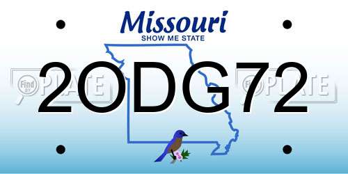 2ODG72 Missouri License Plate