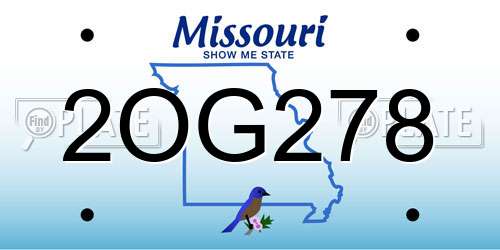 2OG278 Missouri License Plate