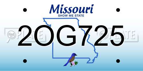 2OG725 Missouri License Plate