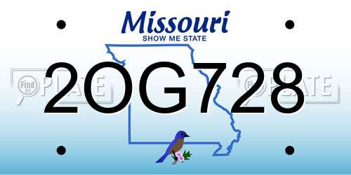 2OG728 Missouri License Plate