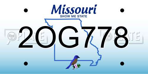 2OG778 Missouri License Plate