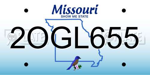 2OGL655 Missouri License Plate