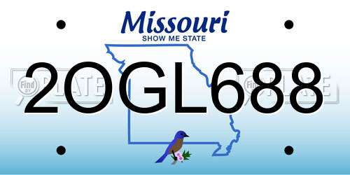 2OGL688 Missouri License Plate