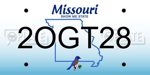 2OGT28 Missouri License Plate