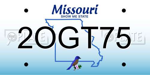 2OGT75 Missouri License Plate
