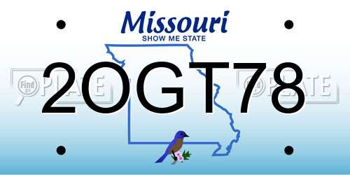 2OGT78 Missouri License Plate
