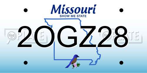 2OGZ28 Missouri License Plate