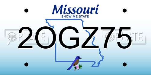 2OGZ75 Missouri License Plate