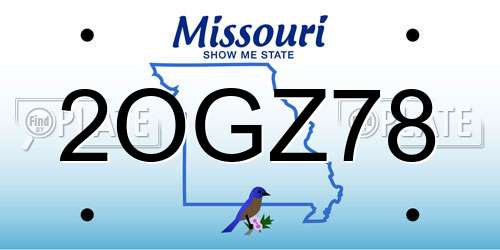 2OGZ78 Missouri License Plate
