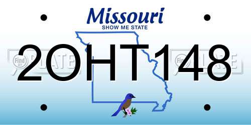2OHT148 Missouri License Plate