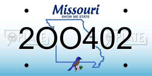 2OO402 Missouri License Plate