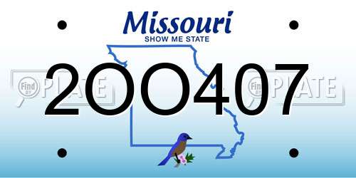 2OO407 Missouri License Plate
