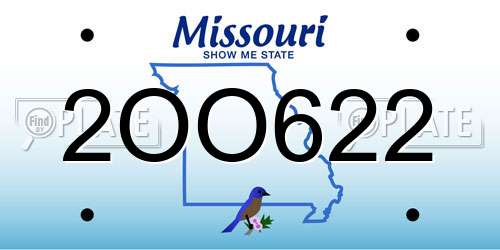 2OO622 Missouri License Plate