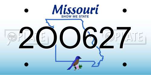 2OO627 Missouri License Plate
